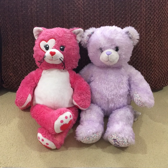 Pink and Purple Plush Teddy Bear Set